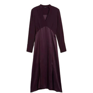 Banana Republic Deep Purple Long Sleeve V-Neck Dress